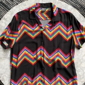 ASOS rainbow pattern short sleeve button-up